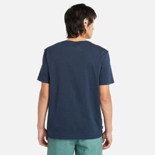TIMBERLAND MEN'S NAVY BLUE KENN TREE LOGO SHORT SLEEVE