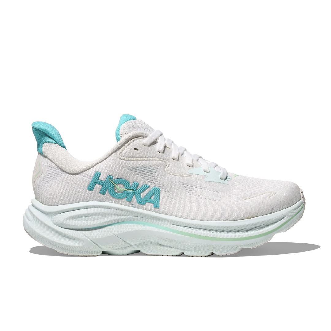 HOKA CLIFTON 10 WHITE/TURQUOISE BLUE MUJER