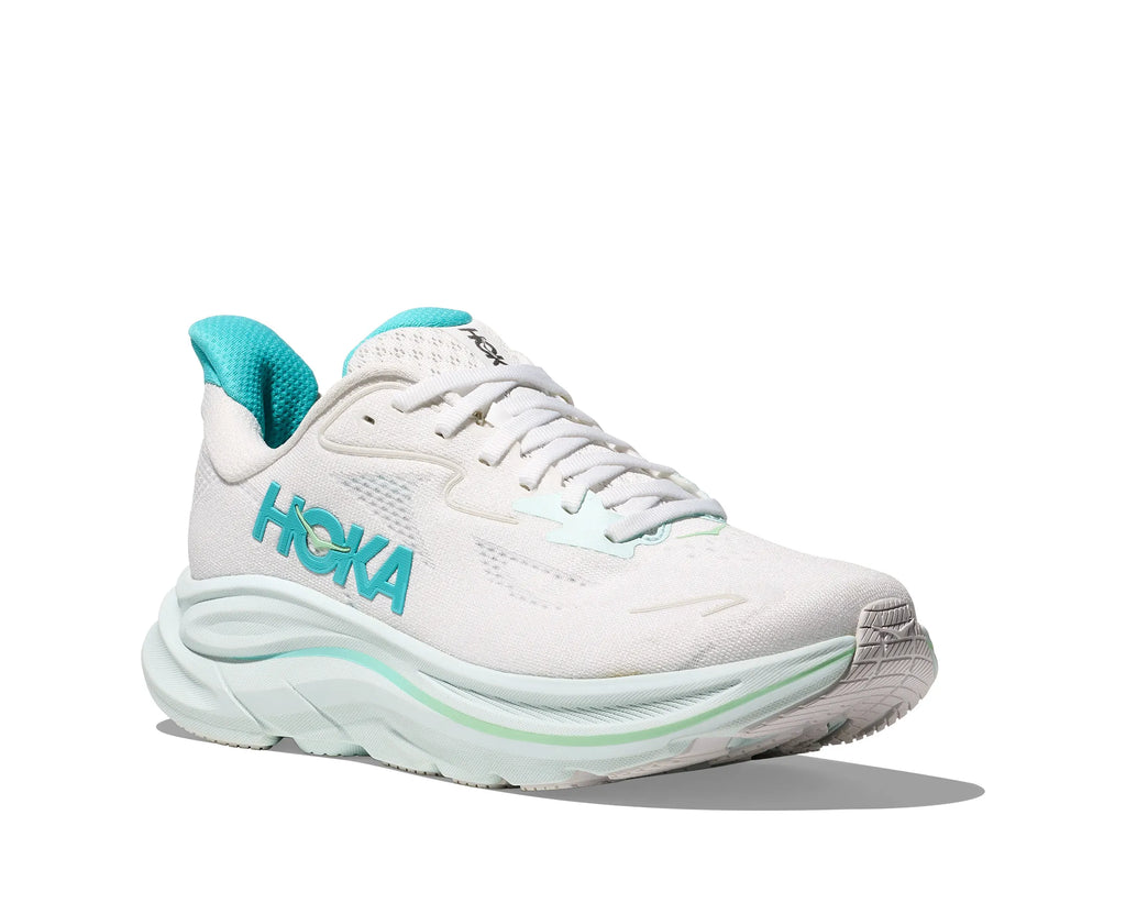 HOKA CLIFTON 10 WHITE/TURQUOISE BLUE MUJER
