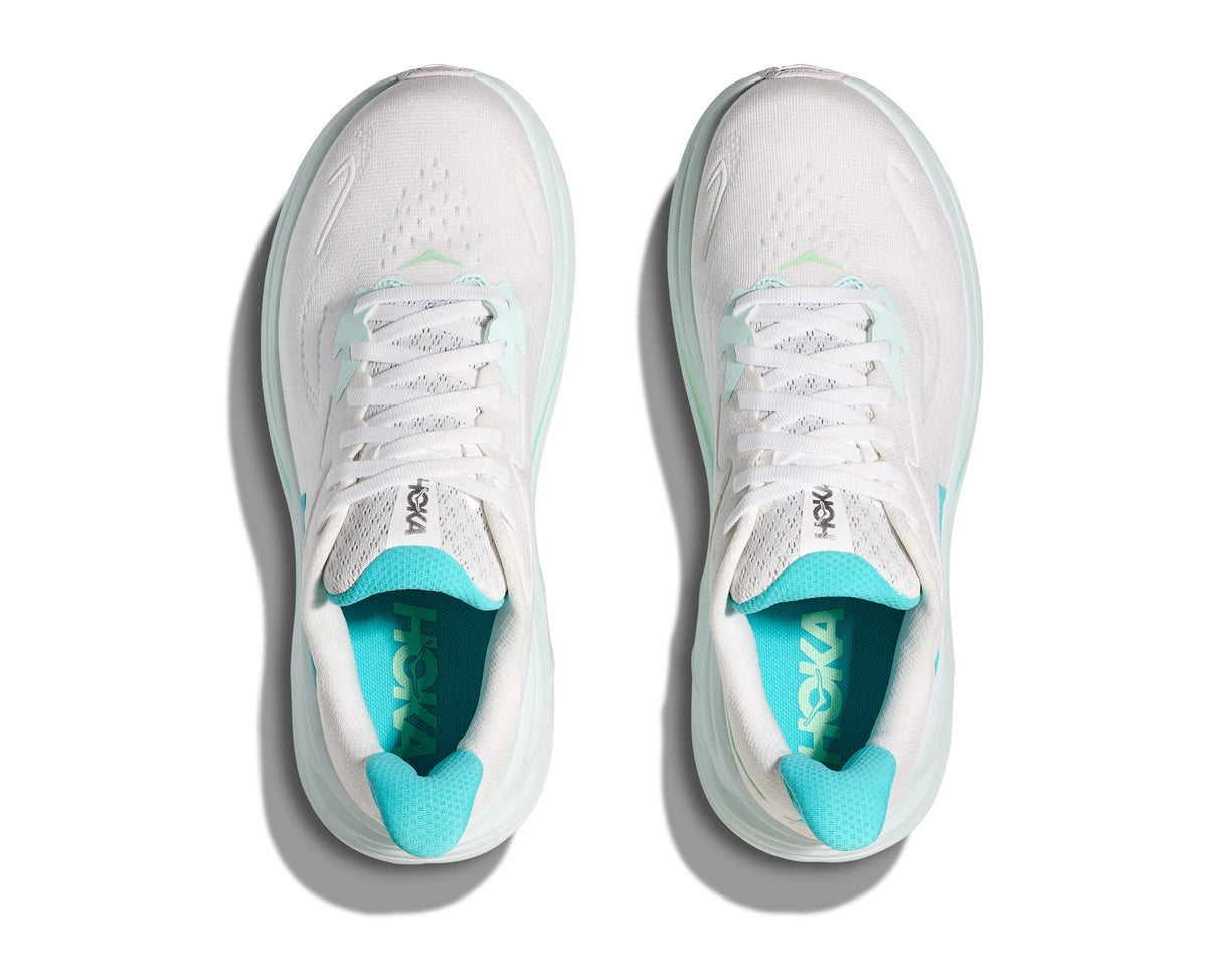 HOKA CLIFTON 10 WHITE/TURQUOISE BLUE MUJER
