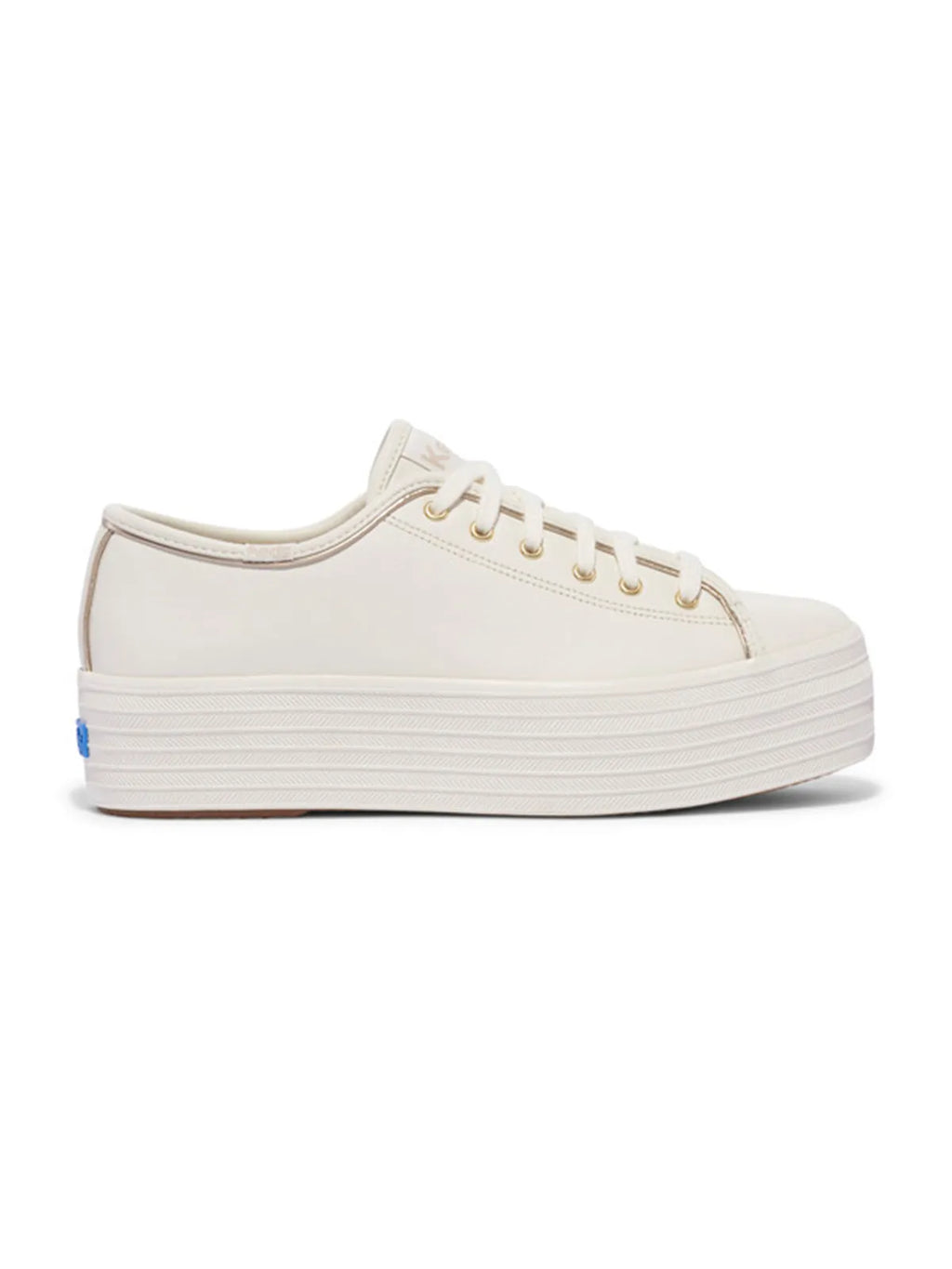 TRIPLE UP LEATHER PIPING WHITE/GOLD