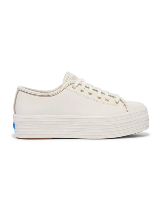 KEDS TRIPLE UP LEATHER PIPING WHITE/GOLD