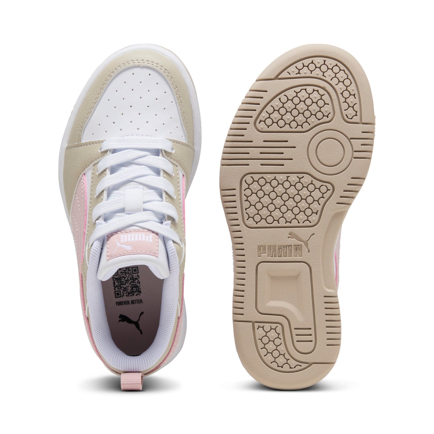 PUMA REBOUND V6 LO PS WHITE MIST/DESERT NIÑA PRE-ESCOLAR