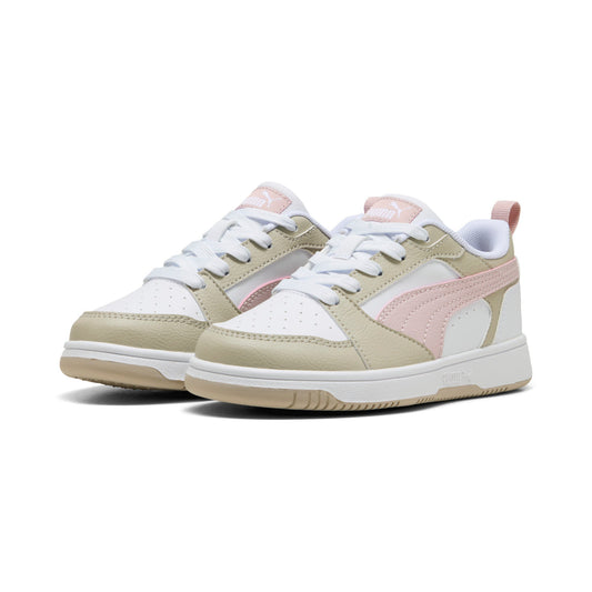 PUMA REBOUND V6 LO PS WHITE MIST/DESERT NIÑA PRE-ESCOLAR