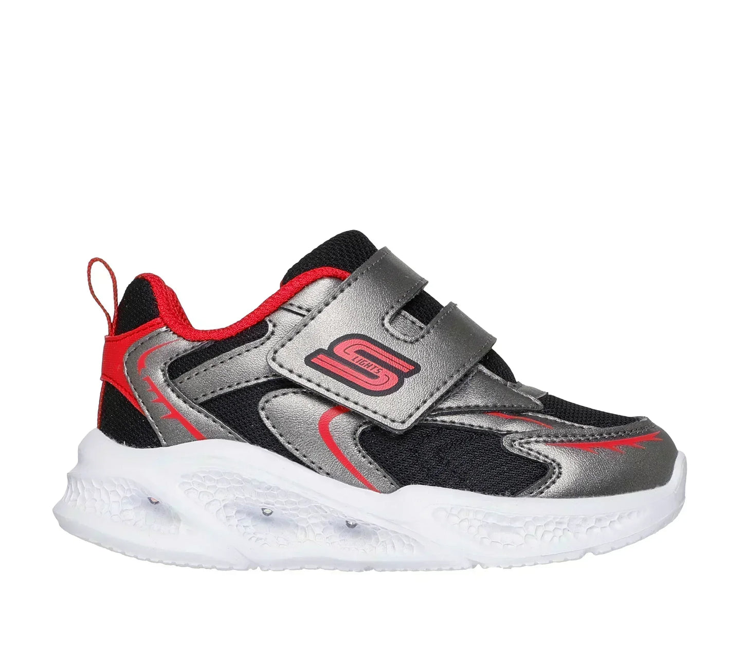 SKECHERS METEOR-LIGHTS-GLOW GUN/RED NIÑO INFANTE