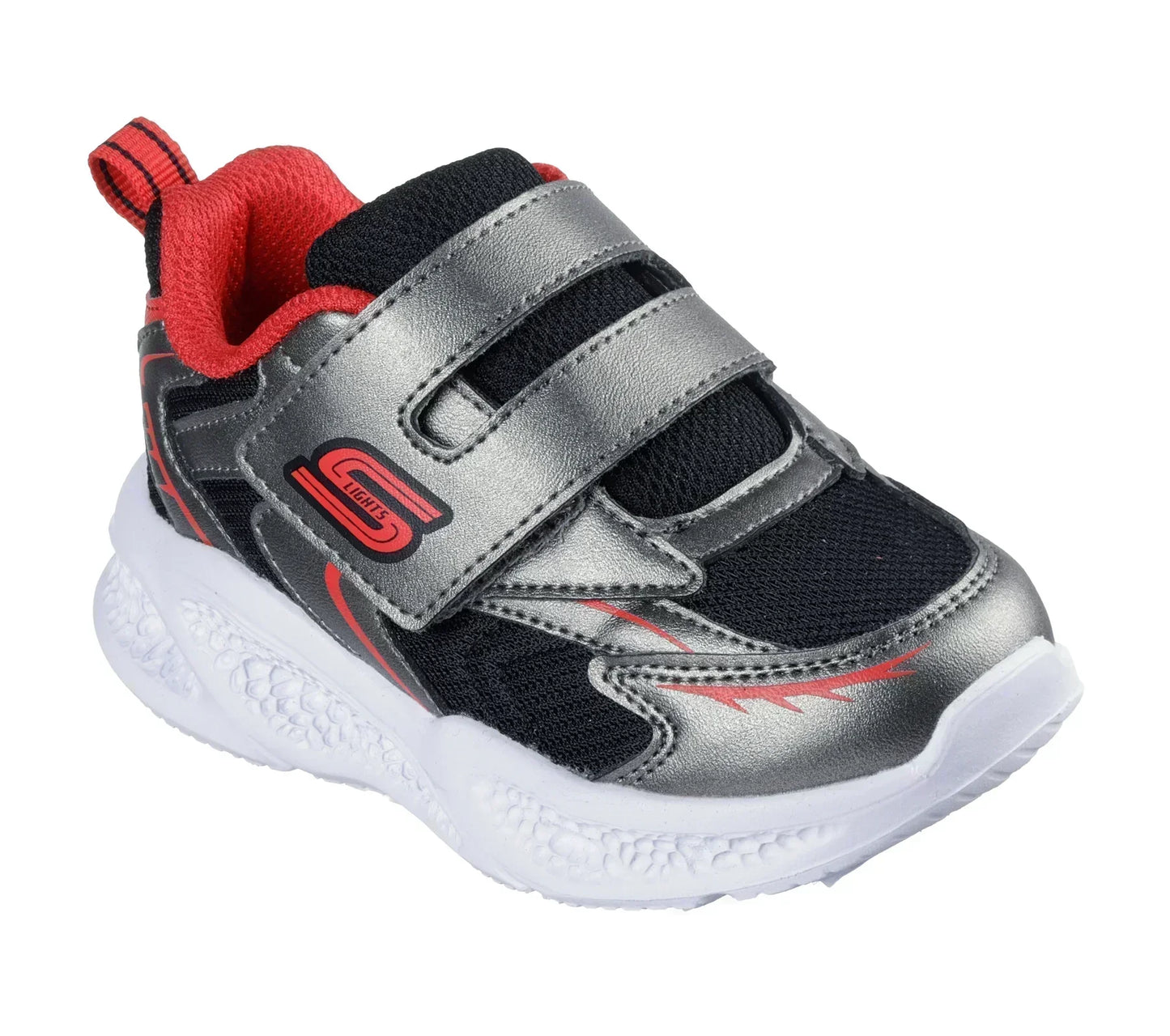 SKECHERS METEOR-LIGHTS-GLOW GUN/RED NIÑO INFANTE
