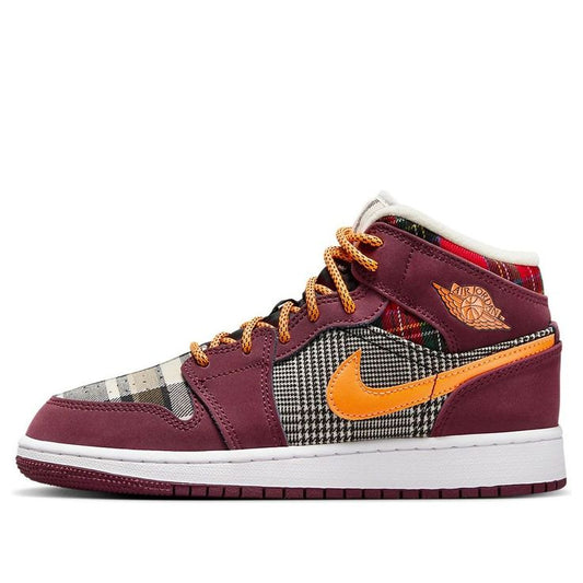 AIR JORDAN 1 MID NIGHT MAROON/ORANGE FD5460-608 # 4.5Y