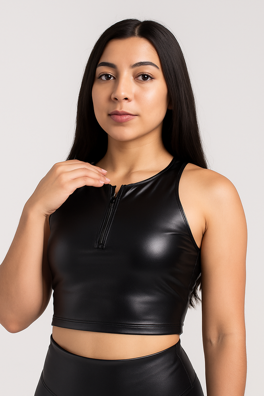 TOP SIN MANGA CUERO BLACK TO005-01 # M