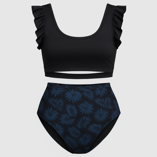 TOP/BIKINI NEGRO/AZUL ESTAMPADO  TO051-05 # S