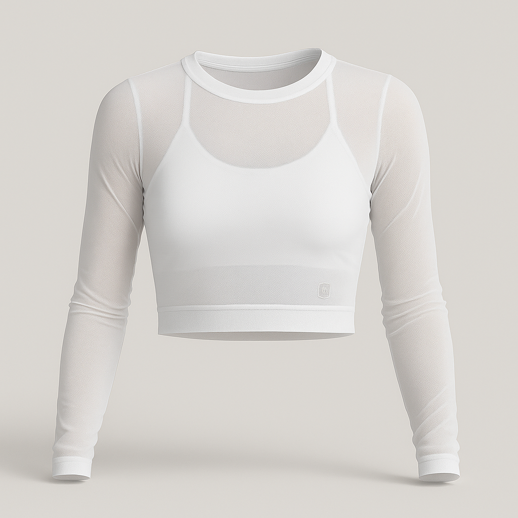 BLUSA MESH MANGA LARGA BLANCA