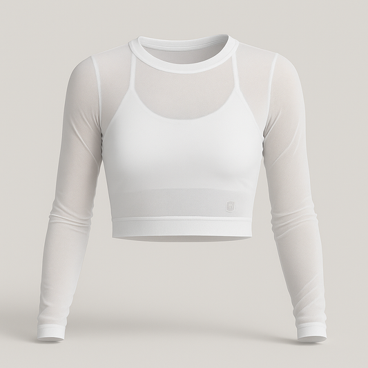 BLUSA MESH MANGA LARGA BLANCA