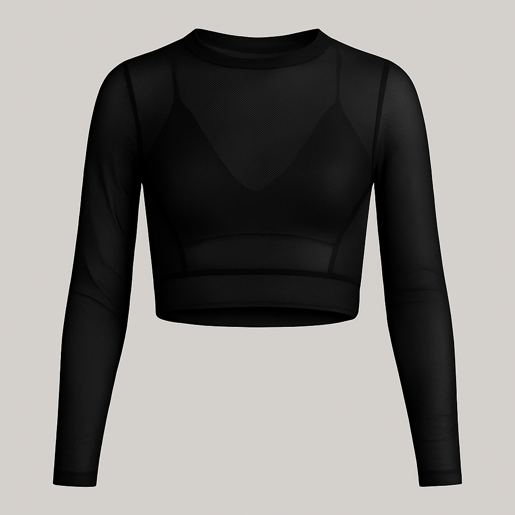 BLUSA MESH MANGA LARGA NEGRA