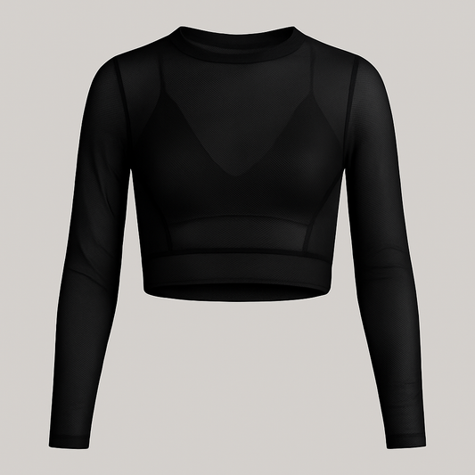 BLUSA MESH MANGA LARGA NEGRA