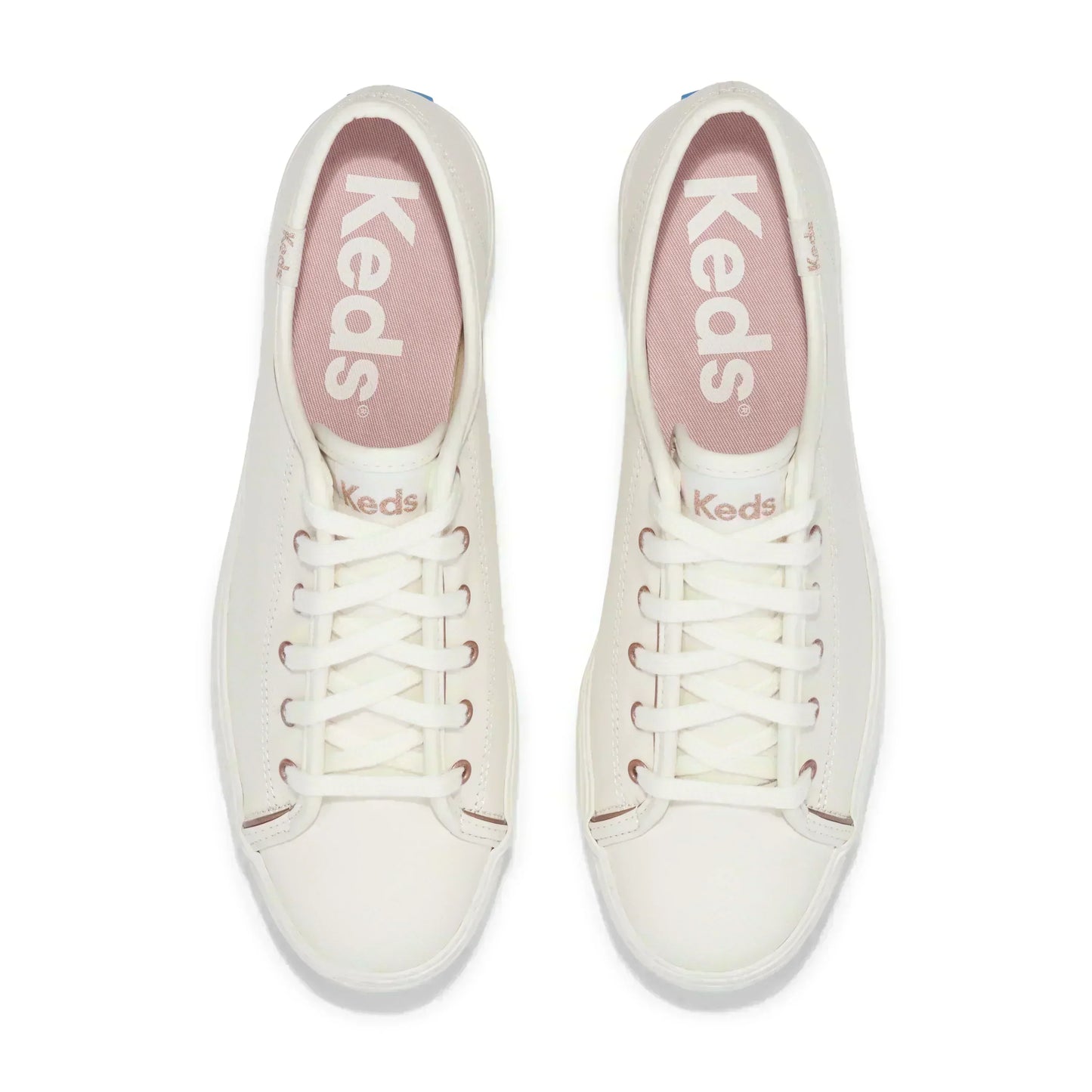 KEDS TRIPLE KICK LEATHER PIPING – WHITE/ROSE GOLD