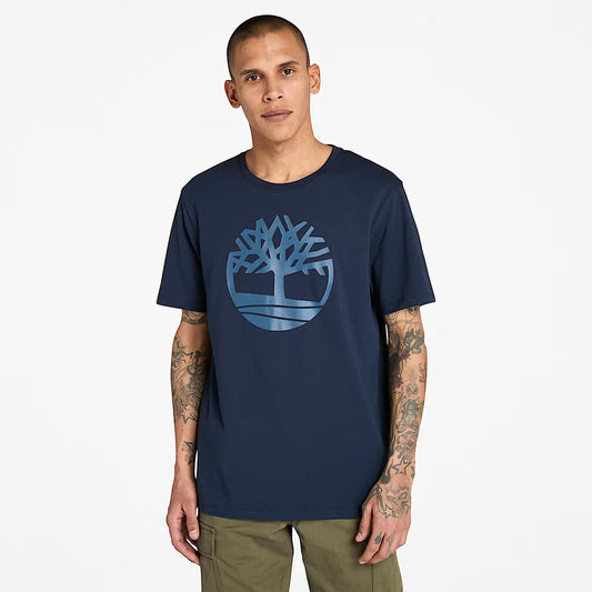 TIMBERLAND MEN'S NAVY BLUE KENN TREE LOGO SHORT SLEEVE