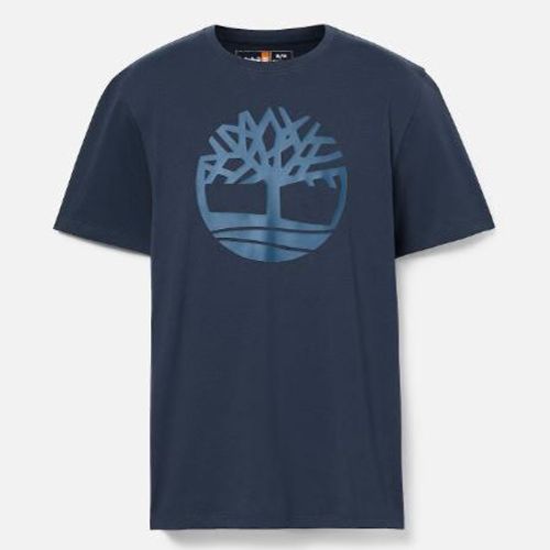 TIMBERLAND MEN'S NAVY BLUE KENN TREE LOGO SHORT SLEEVE