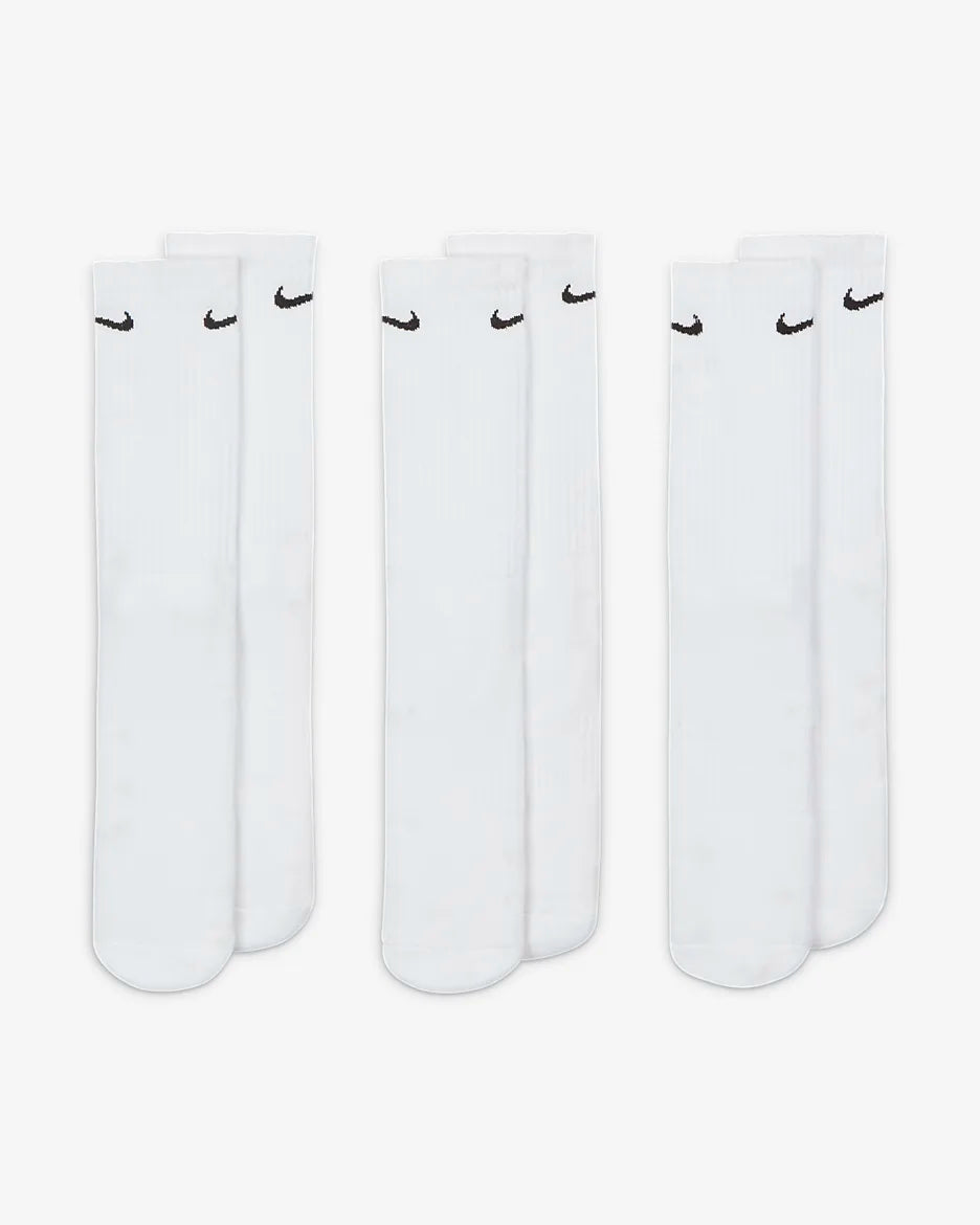EVERYDAY CUSH CREW 3PR WHT/BLK SX7664-100 # L