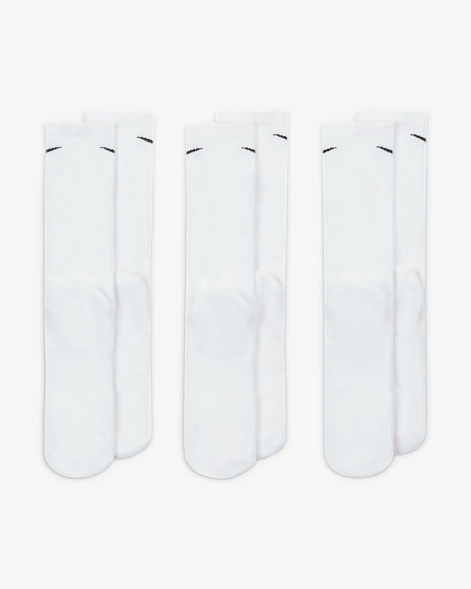 EVERYDAY CUSH CREW 3PR WHT/BLK SX7664-100 # L