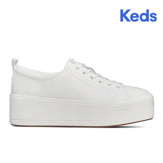 KEDS “WOMEN'S PLATFORM SKYLER LEATHER SNEAKER WHITE”.