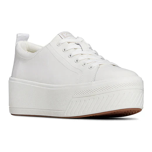KEDS “WOMEN'S PLATFORM SKYLER LEATHER SNEAKER WHITE”.