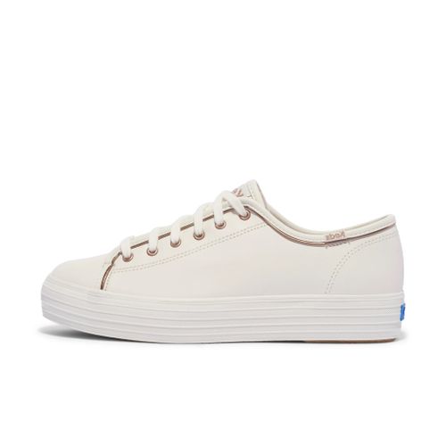 KEDS TRIPLE KICK LEATHER PIPING – WHITE/ROSE GOLD