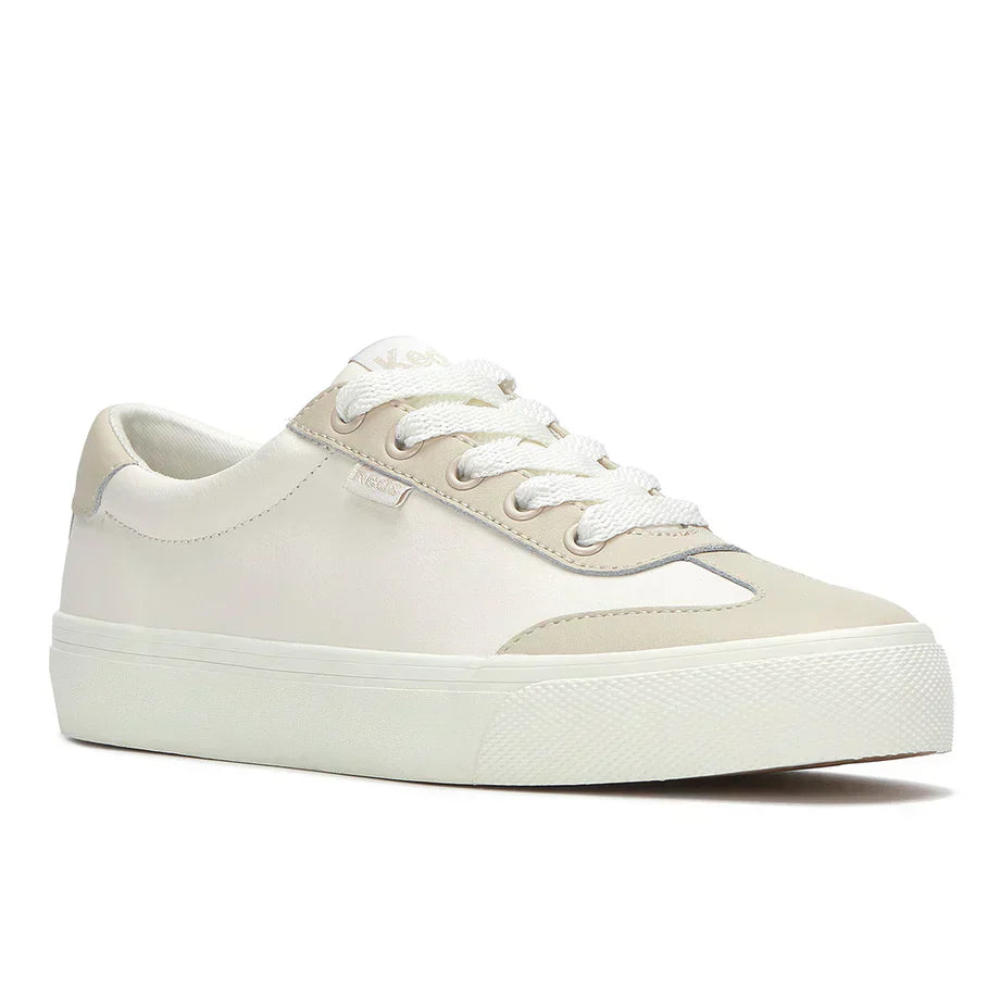 KEDS JUMP KICK T-TOE LEATHER SNOW WHITE/OATMEAL