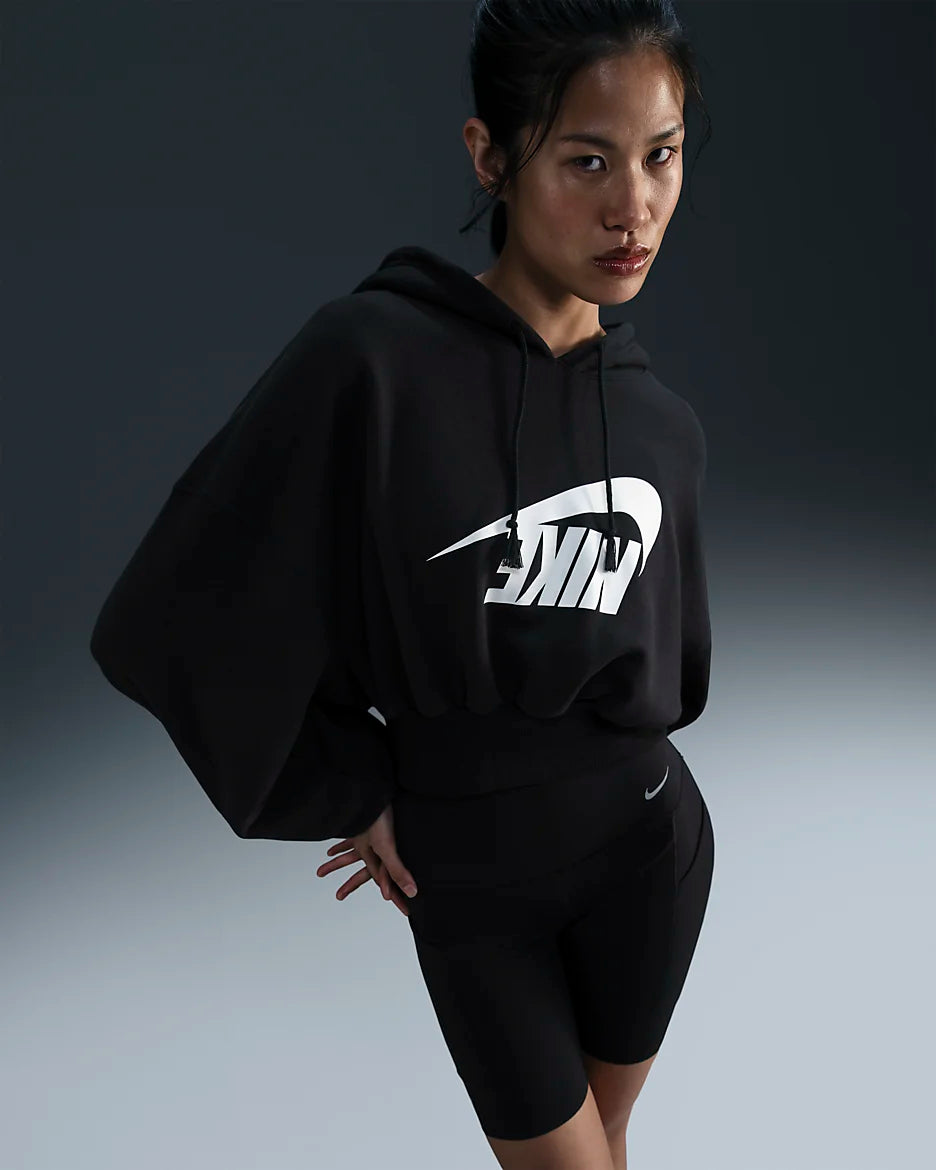 OVERSIZE CROP HOODY (W) BLK