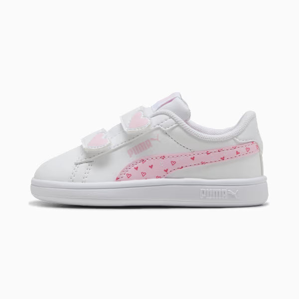 PUMA SMASH 3.0 HEARTY WHITE/PINK NIÑA INFANTE
