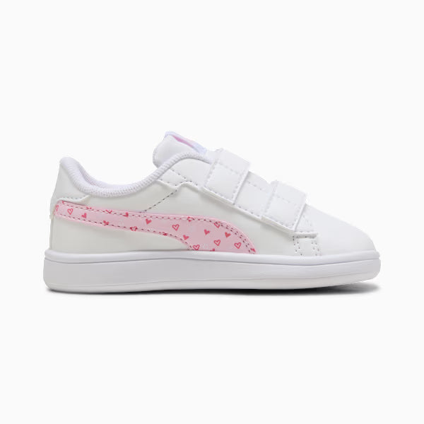 PUMA SMASH 3.0 HEARTY WHITE/PINK NIÑA INFANTE
