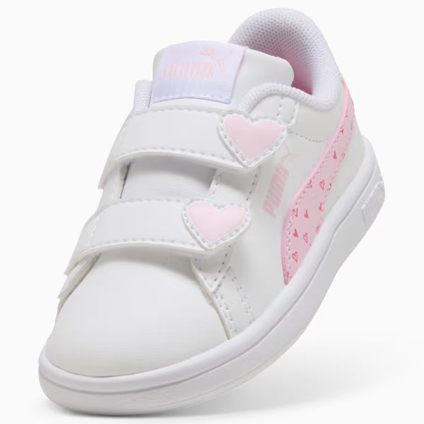 PUMA SMASH 3.0 HEARTY WHITE/PINK NIÑA INFANTE