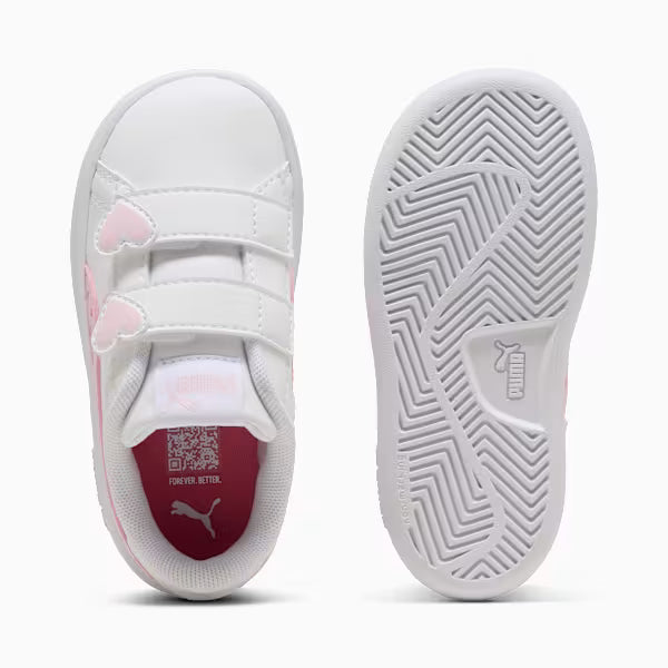 PUMA SMASH 3.0 HEARTY WHITE/PINK NIÑA INFANTE