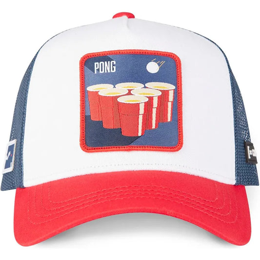 BEER PONG MEN'S CAP  WHITE/NAVY/RED