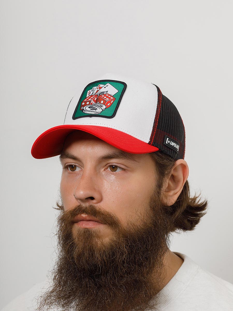 GORRA CAPSLAB AFORTUNADO BARAJA Y DADOS WHT/RED/BLK