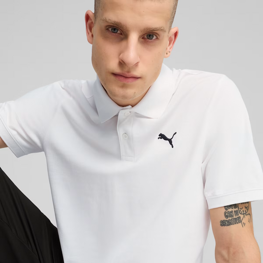 ESS SMALL PUMA LOGO PIQUE POLO WHITE