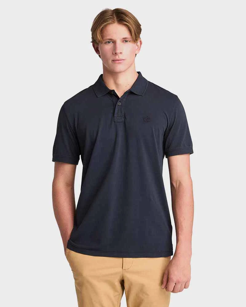 WASHED SHORT SLEEVE POLO DARK SAPPHIRE