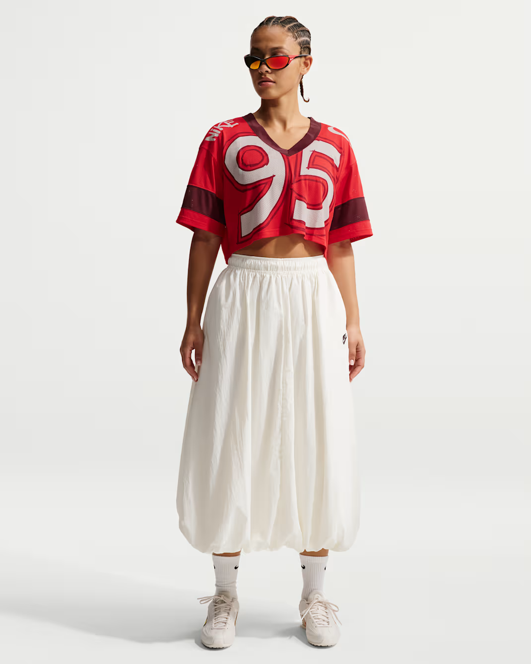 W NSW CROP JERSEY RED/WHITE