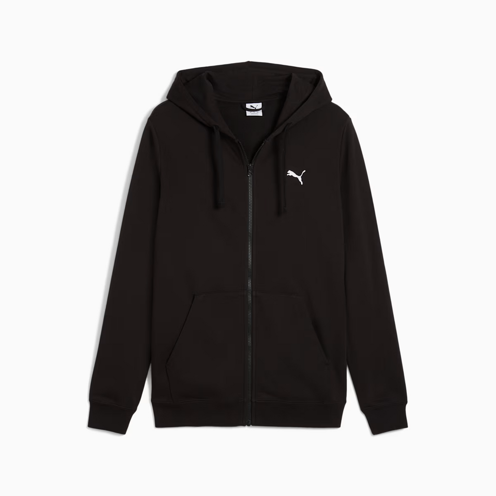 ESS SMALL PUMA LOGO FULL-ZIP HOODIE BLACK