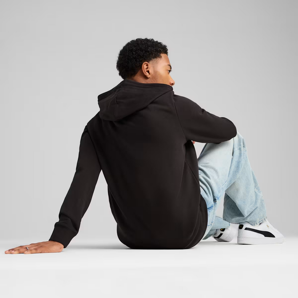 ESS SMALL PUMA LOGO FULL-ZIP HOODIE BLACK