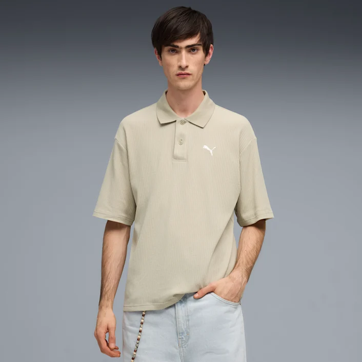 WARDROBE ESS BOXY WAFFLE POLO GRAY