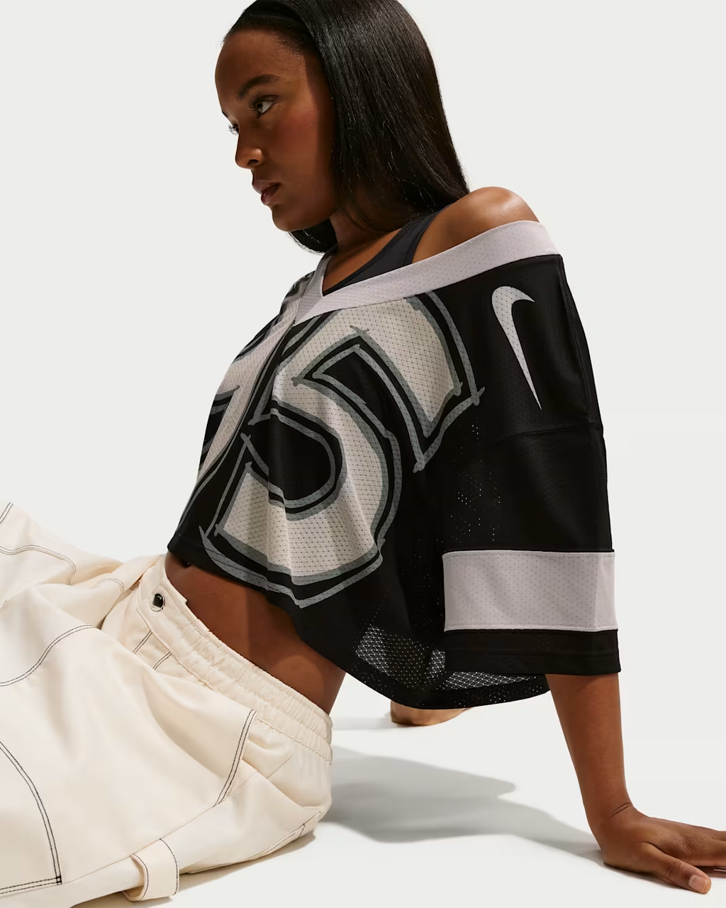 W NSW CROP JERSEY SMOKE-GREY