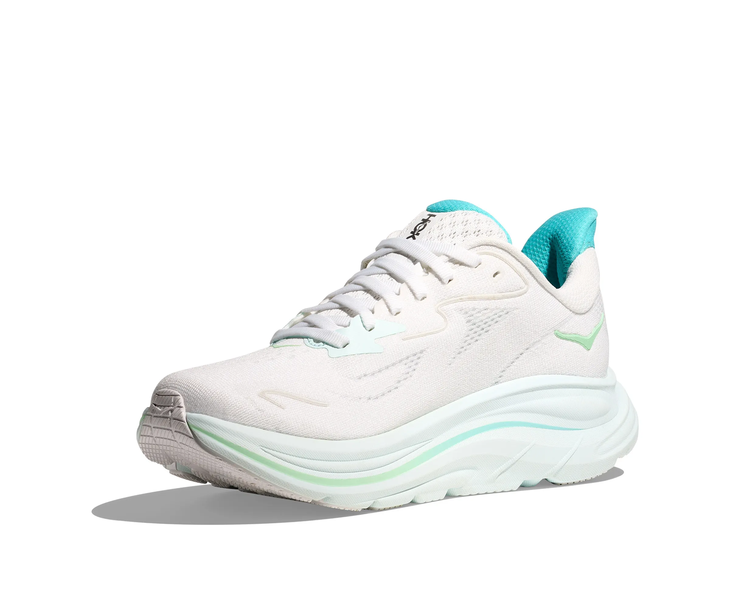 HOKA CLIFTON 10 WHITE/TURQUOISE BLUE