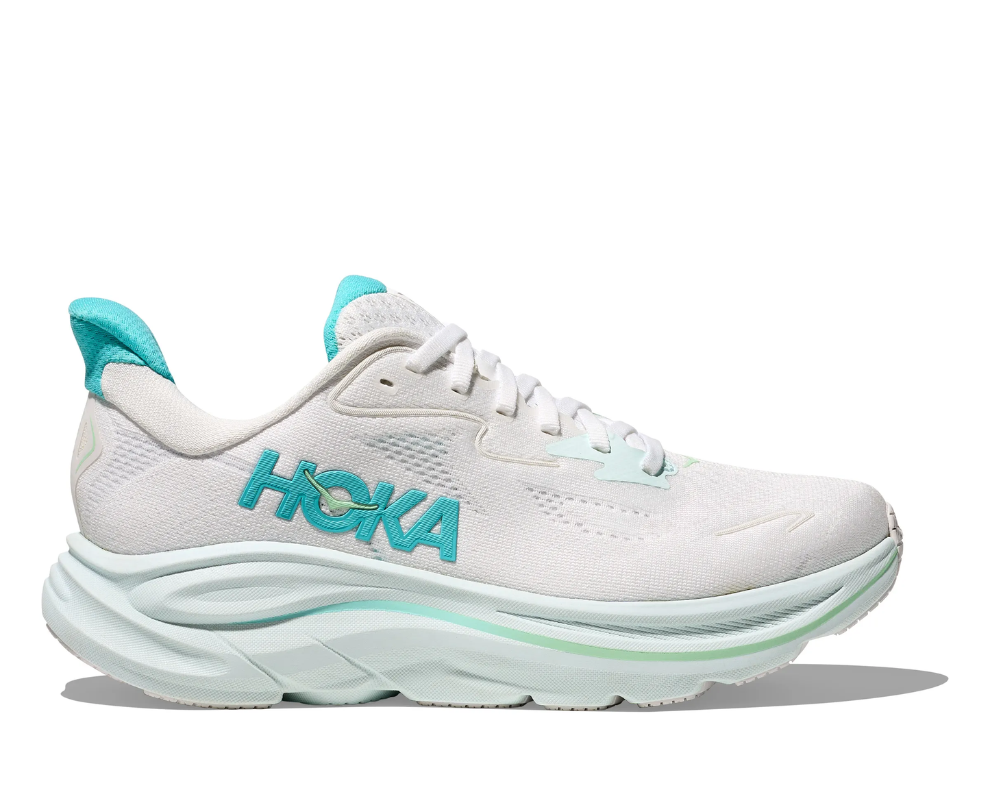 HOKA CLIFTON 10 WHITE/TURQUOISE BLUE