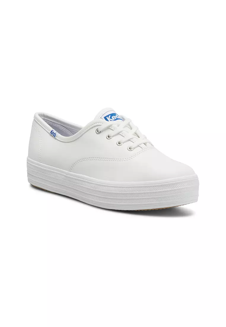 KEDS WOMEN'S THE PLATFORM LEATHER WHITE"