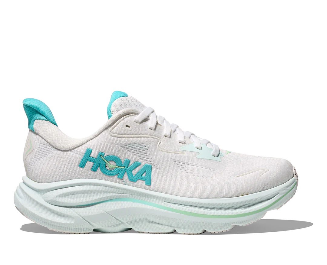 HOKA CLIFTON 10 WHITE/TURQUOISE BLUE