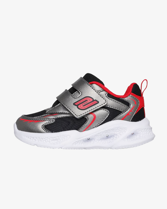SKECHERS METEOR-LIGHTS-GLOW GUN/RED NIÑO INFANTE