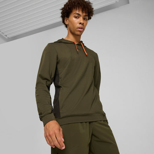PUMA FIT CLOUDSPUN EVRYDY HOODIE DARK-OLIVE/BLACK