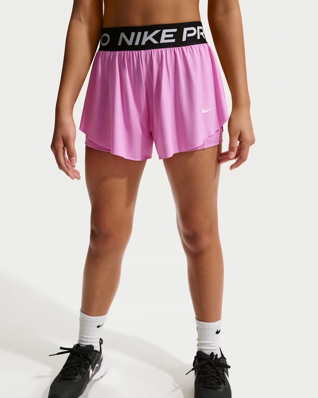 G NP DF 2IN1 KNIT SHORT - LT MAGENTA/BLACK/(WHITE)