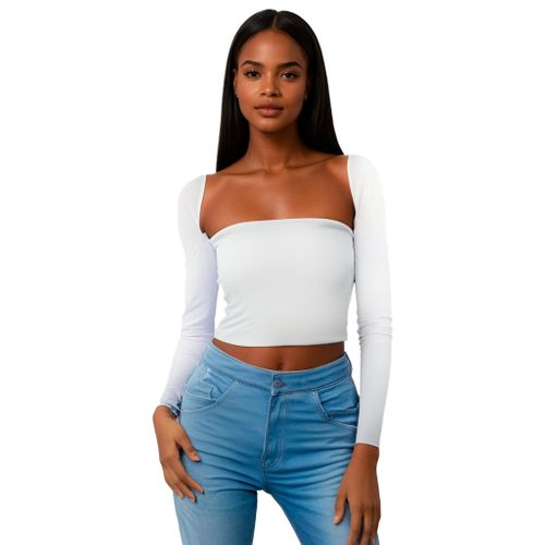 TOP MANGA LARGA ESCOTE CUADRADO BLANCO