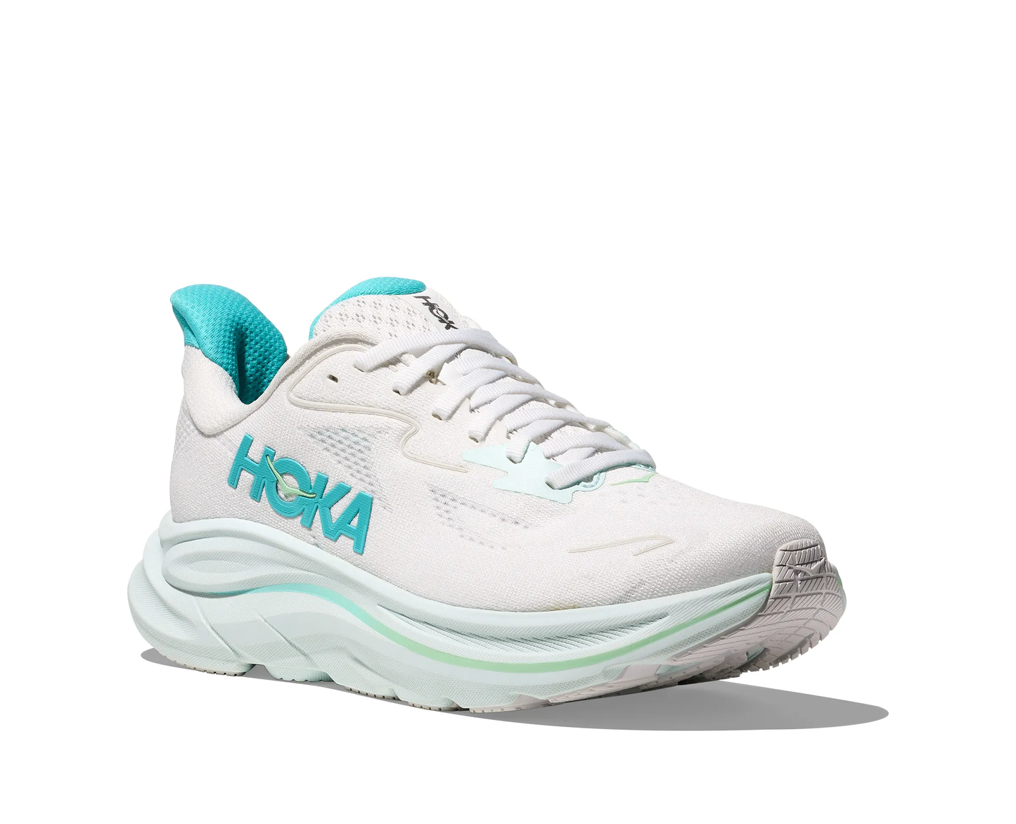 HOKA CLIFTON 10 WHITE/TURQUOISE BLUE