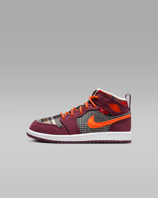 AIR JORDAN 1 MID NIGHT MAROON/ORANGE FD5460-608 # 4.5Y